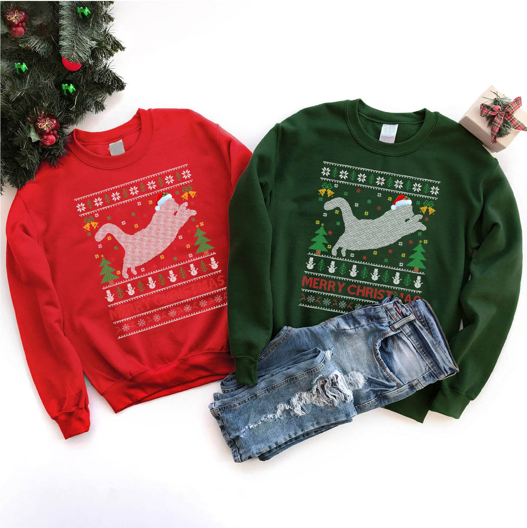 Persian Cat Animal Lover Santa Hat Persian Cat Ugly Christmas T-Shirt