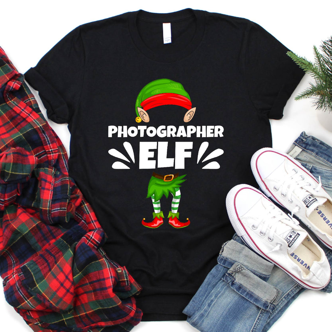 Photographer Elf Xmas Funny Photographer Christmas T-Shirt