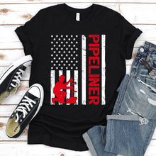 Load image into Gallery viewer, USA Patriotic PipeLiner Usa Flag Welder T-Shirt
