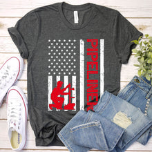 Load image into Gallery viewer, USA Patriotic PipeLiner Usa Flag Welder T-Shirt
