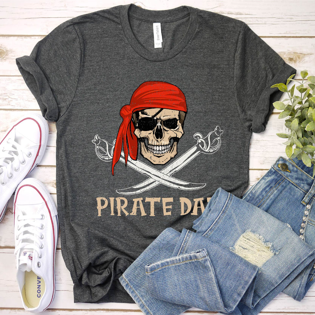 Pirate Dad Jolly Roger Fathers Day Gifts Family Matching T-Shirt