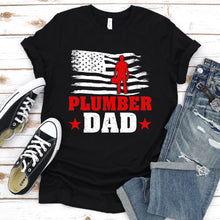 Load image into Gallery viewer, Plumber Dad USA Flag Funny Plumber Father&#39;s Day T-shirt
