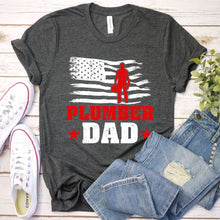 Load image into Gallery viewer, Plumber Dad USA Flag Funny Plumber Father&#39;s Day T-shirt
