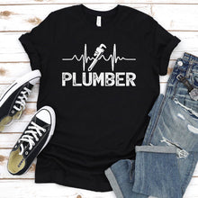 Load image into Gallery viewer, Plumber Heartbeat Shirt Funny Plumber Father&#39;s Day T-shirt
