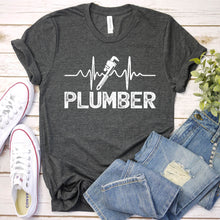 Load image into Gallery viewer, Plumber Heartbeat Shirt Funny Plumber Father&#39;s Day T-shirt
