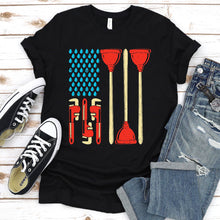 Load image into Gallery viewer, Plumber Plumbing Tools American Flag Father&#39;s Day T-shirt
