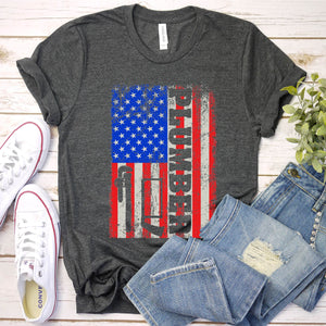 Plumber Plumbing American Flag Vintage Father's Day T-shirt