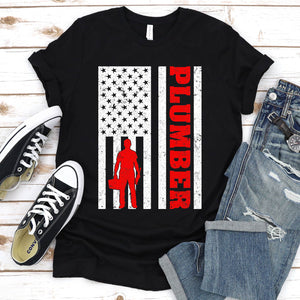 Plumber Plumbing American Flag Vintage Father's Day T-shirt