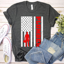 Load image into Gallery viewer, Plumber Plumbing American Flag Vintage Father&#39;s Day T-shirt
