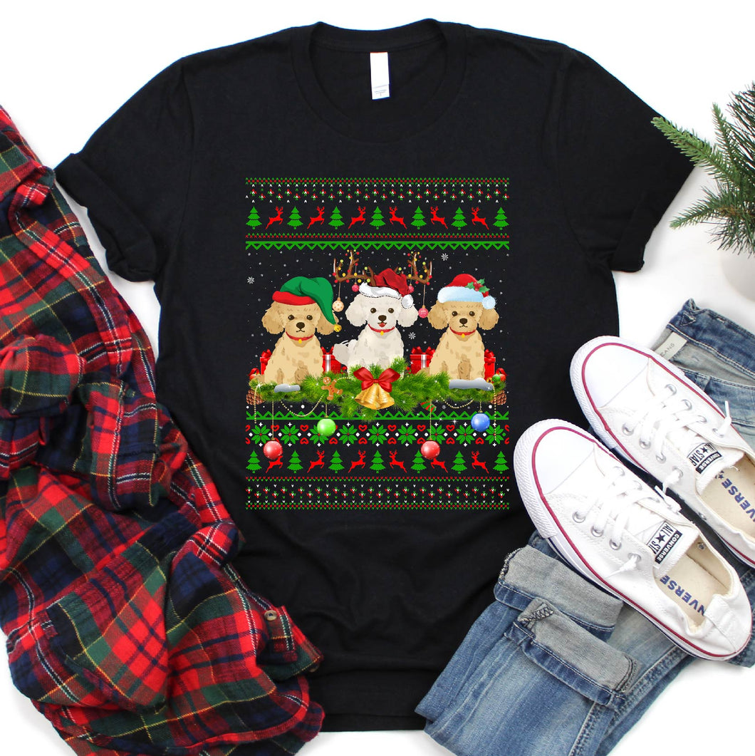 Poodle Lover Xmas Lighting Santa Ugly Poodle Christmas Tshirt