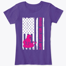 Load image into Gallery viewer, USA Patriotic Proud Welder Wife Usa Flag T-Shirt For Women
