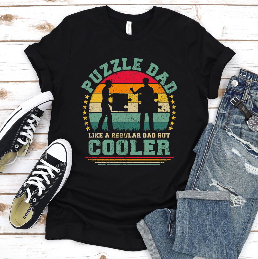 Vintage Puzzle Dad Like A Regular Dad But Cooler Puzzle Fathers Day T-shirt