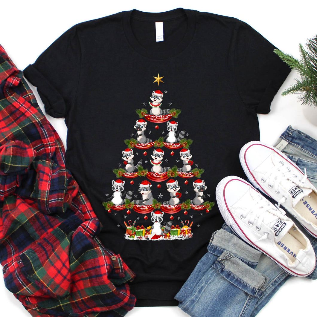 Raccoon Animal Christmas Tree Raccoon Xmas T-Shirt for Men Women Girls Kids