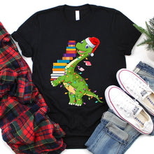 Load image into Gallery viewer, Reading Lighting Dinosaur Literature Read Books Lover Reader Christmas T-Shirt
