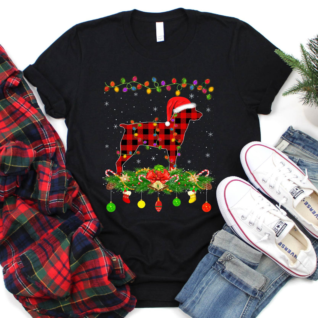 Family Matching Red Buffalo Plaid Brittany Spaniel Christmas Pajama T-Shirt