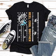 Load image into Gallery viewer, Reel Cool Brother Usa Flag Fishing Brother Fathers Day T-shirt
