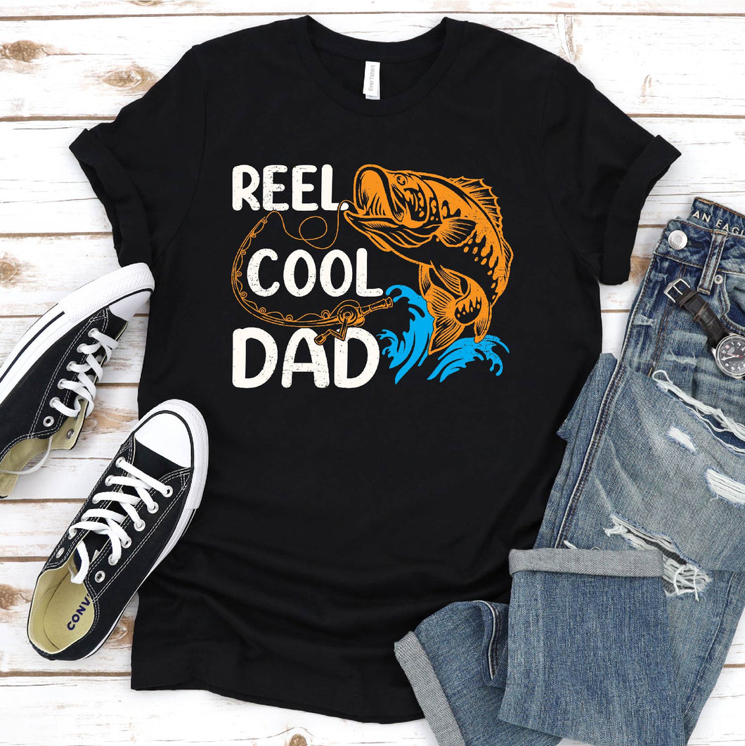 Reel Cool Dad Funny Fishing Dad Fathers Day T-shirt