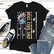 Load image into Gallery viewer, Reel Cool Dad Usa Flag Fishing Dad Fathers Day T-shirt
