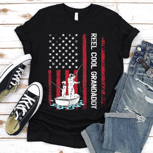 Reel Cool Grandaddy Shirt Fishing Grandaddy Fathers Day Usa Flag T-shirt