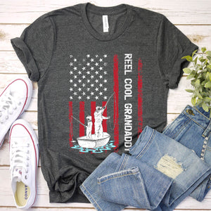 Reel Cool Grandaddy Shirt Fishing Grandaddy Fathers Day Usa Flag T-shirt