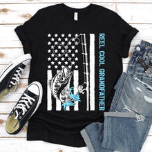 Load image into Gallery viewer, Reel Cool Grandfather Usa Flag Shirt Fishing Grandfather Fathers Day T-shirt
