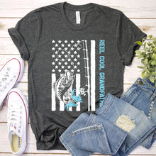 Load image into Gallery viewer, Reel Cool Grandfather Usa Flag Shirt Fishing Grandfather Fathers Day T-shirt
