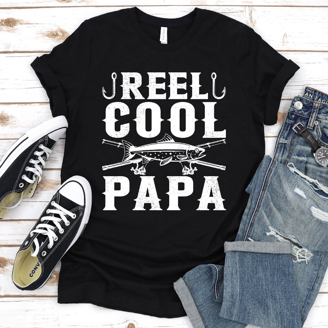 Reel Cool Papa Fishing Papa Fathers Day T-shirt