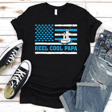 Load image into Gallery viewer, Funny Reel Cool Papa Usa Flag Fishing Papa Fathers Day T-shirt
