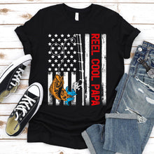 Load image into Gallery viewer, Reel Cool Papa Usa Flag Fishing Papa Fathers Day T-shirt
