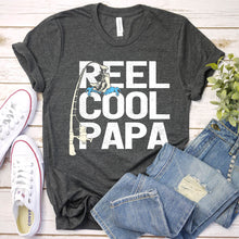 Load image into Gallery viewer, Reel Cool Papa Funny Fishing Papa Fathers Day T-shirt
