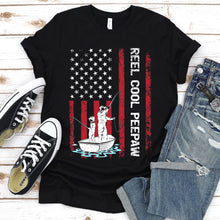 Load image into Gallery viewer, Reel Cool Peepaw Shirt Fishing Peepaw Fathers Day Usa Flag T-shirt
