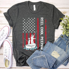 Load image into Gallery viewer, Reel Cool Peepaw Shirt Fishing Peepaw Fathers Day Usa Flag T-shirt
