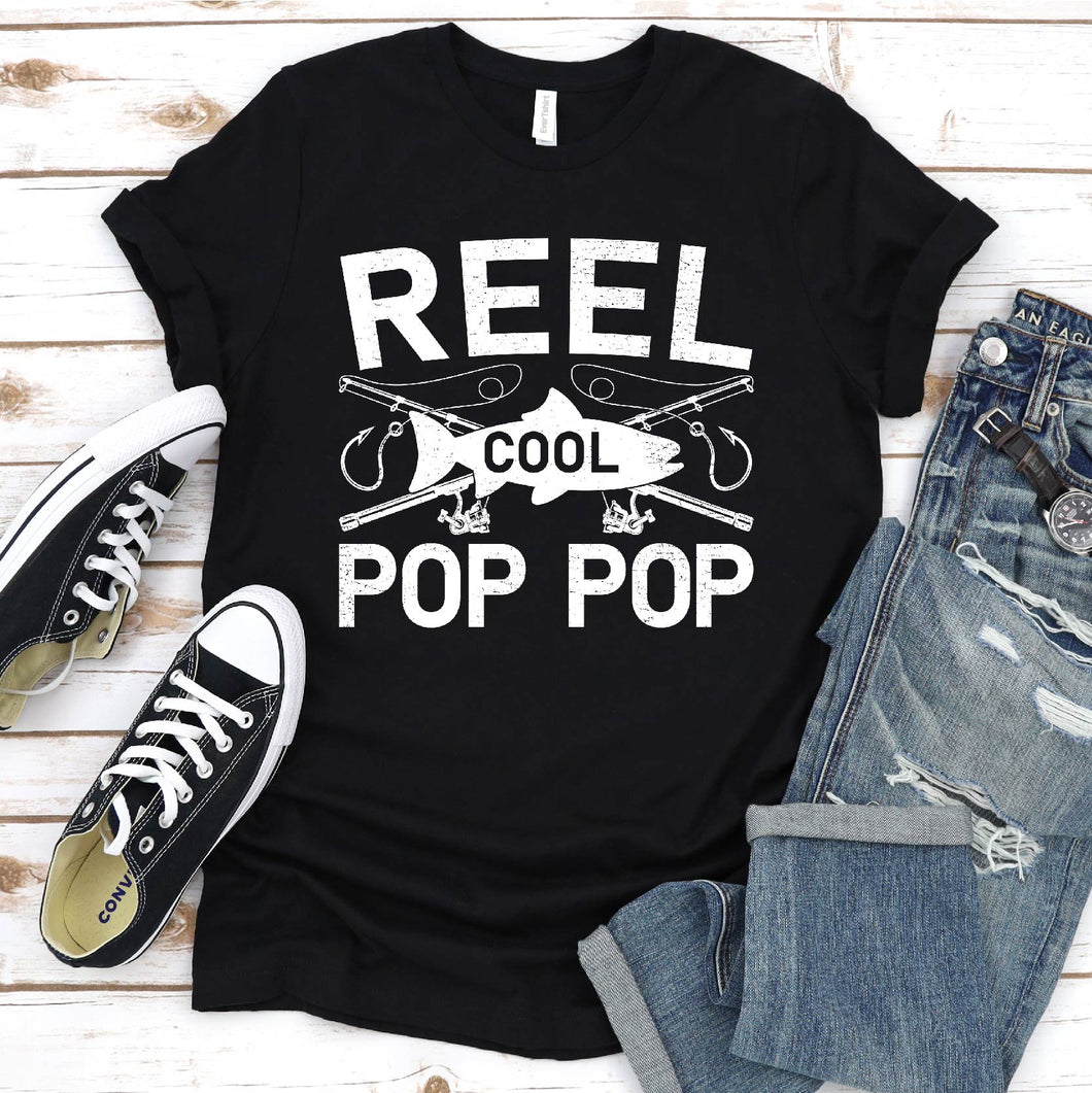 Reel Cool Pop Pop Fishing Pop Pop Fathers Day T-shirt