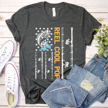 Load image into Gallery viewer, Reel Cool Pop Usa Flag Fishing Pop Fathers Day T-shirt

