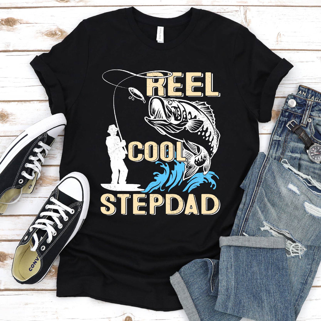 Reel Cool Stepdad Fishing Stepdad Fathers Day T-shirt