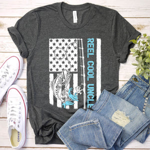 Reel Cool Uncle Usa Flag Shirt Fishing Uncle Fathers Day T-shirt