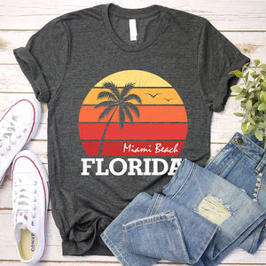 Family Summer Vacation Men Women Girls Miami Beach Florida T-Shirt