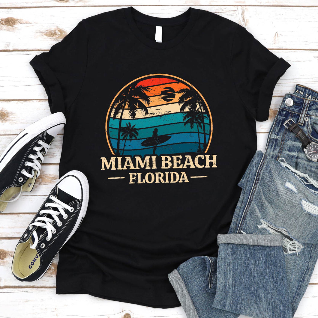 Family Summer Vacation Men Women Girls Miami Beach Florida T-Shirt