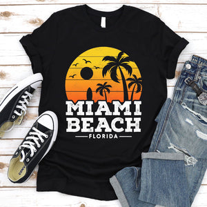 Family Summer Vacation Men Women Girls Miami Beach Florida T-Shirt