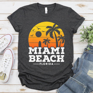 Family Summer Vacation Men Women Girls Miami Beach Florida T-Shirt