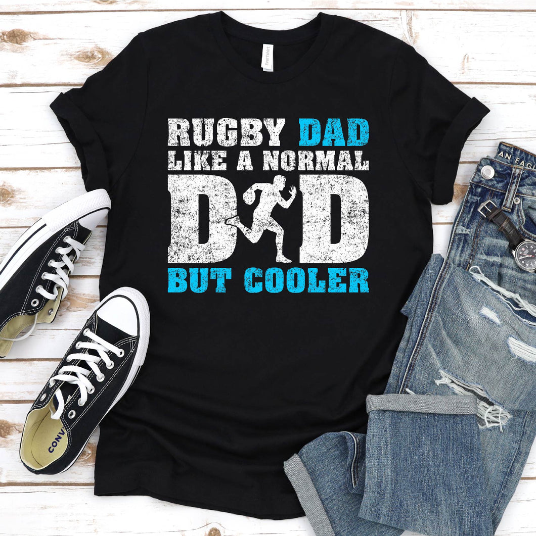Mens Rugby Dad Like A Normal Dad But Cooler Rugby Father's Day T-Shirt