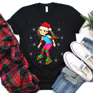 Roller Skating Xmas Shirt Roller Skating Christmas T-Shirt For Kids