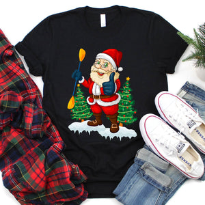 Santa Kayak Christmas Shirt Funny Kayaking Xmas T-Shirt