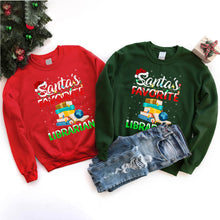 Load image into Gallery viewer, Librarian Lover Santa&#39;s Favorite Librarian Christmas T-Shirt
