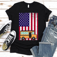 Load image into Gallery viewer, School Bus Driver American Flag Father&#39;s Day T-shirt
