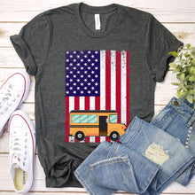 Load image into Gallery viewer, School Bus Driver American Flag Father&#39;s Day T-shirt
