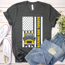 Load image into Gallery viewer, School Bus Driver American Flag Father&#39;s Day T-shirt
