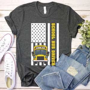 School Bus Driver American Flag Father's Day T-shirt