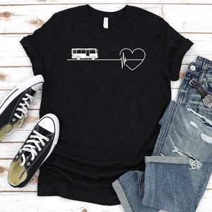 School Bus Heartbeat Funny School Bus Driver Father's Day T-shirt