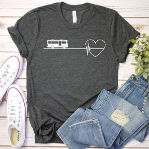 School Bus Heartbeat Funny School Bus Driver Father's Day T-shirt